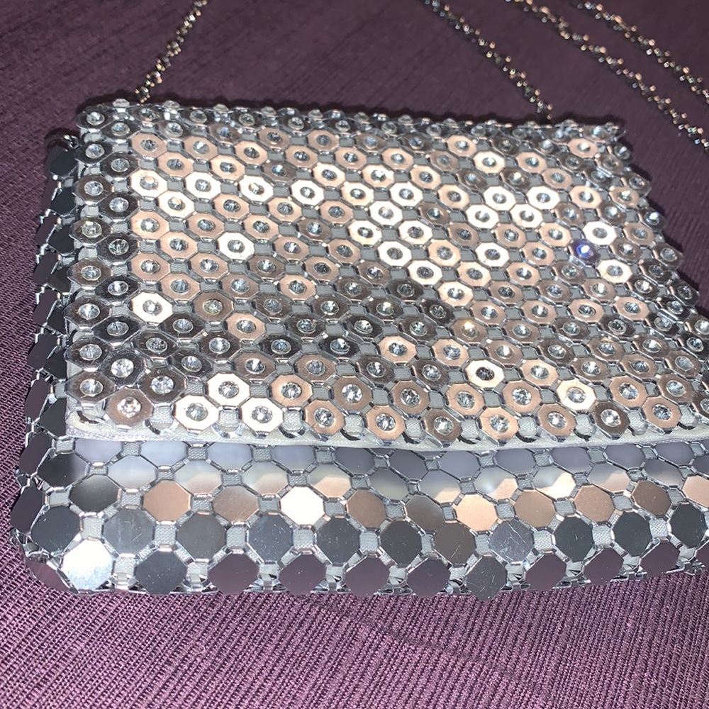 Beautiful Sparkly Silver Rhinestone Clutch Purse Shoulder Bag NWOT - Picture 5 of 10